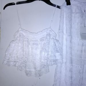 Cute two piece frilly white dress